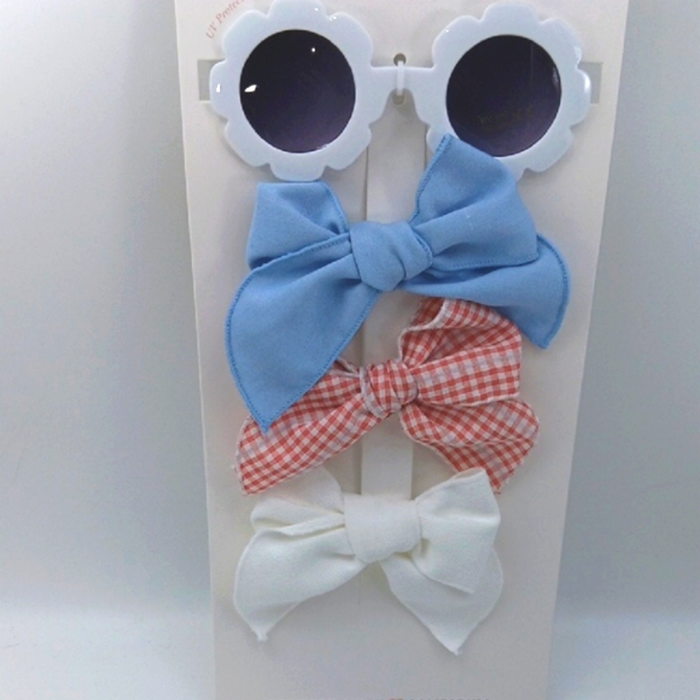 SUNGLASSES & 3 SCARLETT CLIP  BOWS